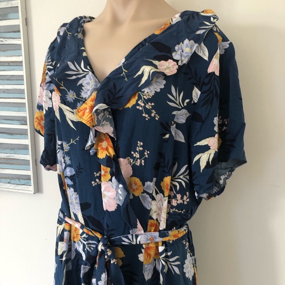🌿 SERRA 🌿 ladies floral short sleeve wrap maxi dress with frill detail size 18 - Picture 2 of 4